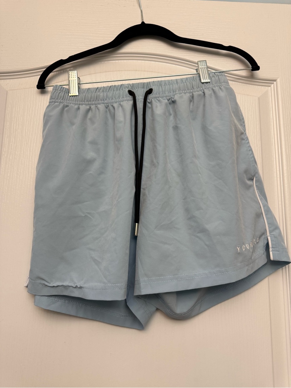YoungLA Light Blue Men's Athletic Shorts with Drawstring Flaws see photos!